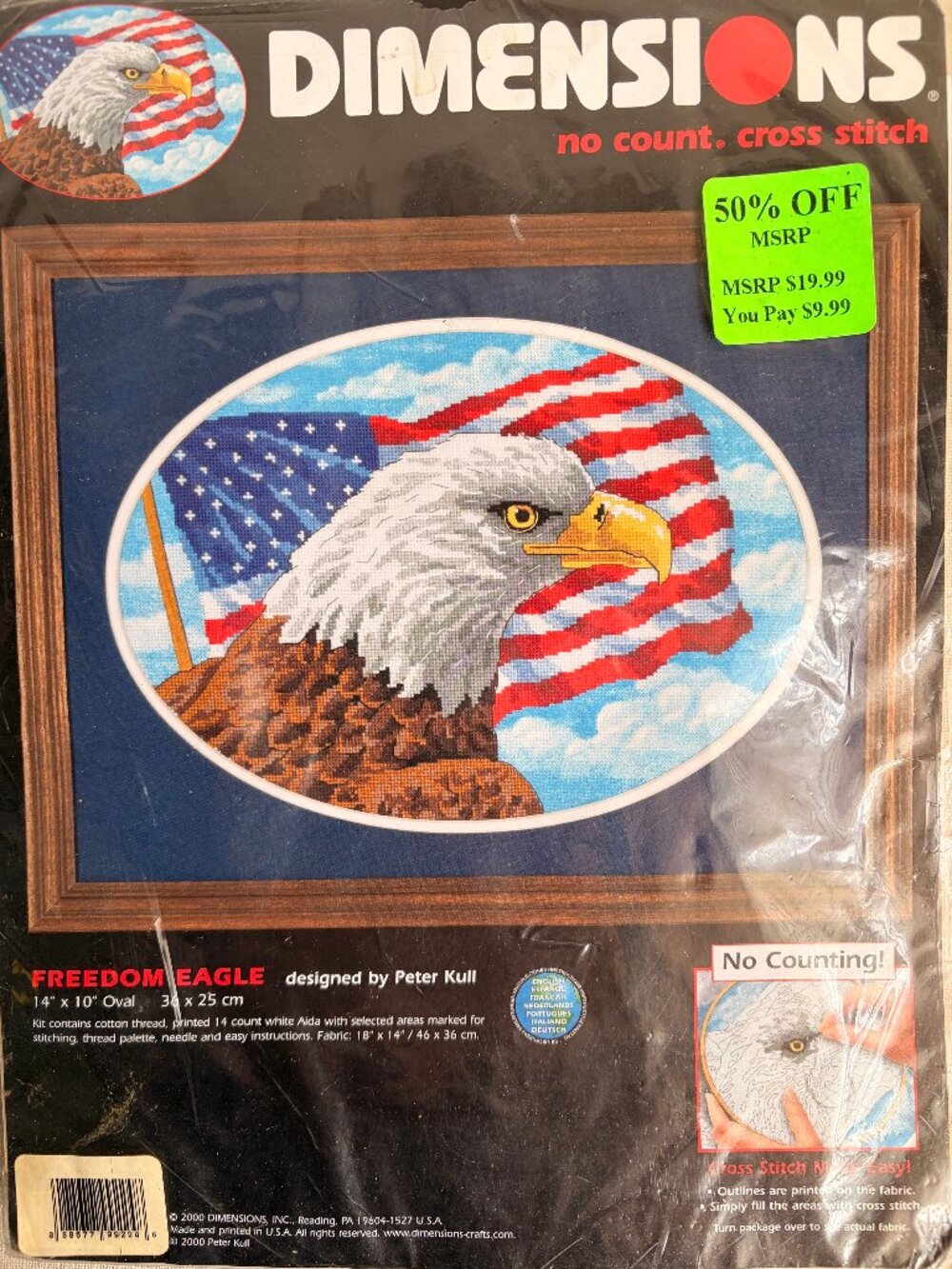 Vintage Dimensions No Count Cross Stitch Kit Freedom Eagle Never Opened NOS